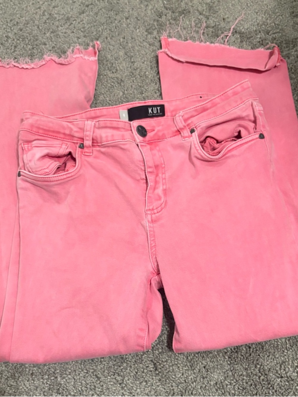 Kut from the Kloth Pink Raw-Hem Jeans